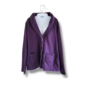 Merona | Pretty Deep Purple Button Down Long Sleeve Fleece Cardigan (SIZE M)